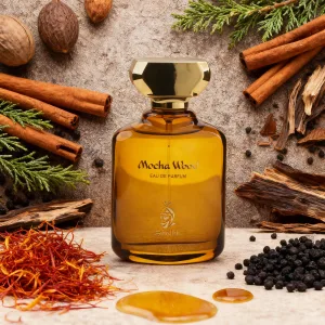 Mocha Wood Parfum Arabesc pentru bărbați 100ml, aromă intensă cu note de cafea și lemn.